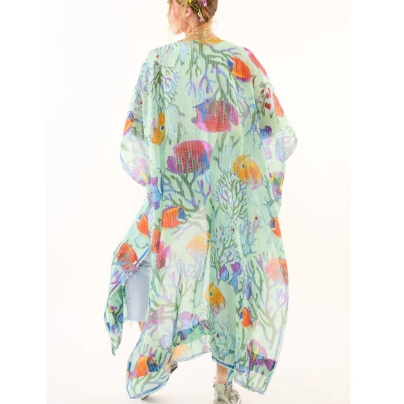 NWT Aratta Ocean Breeze Kimono Blue and Orange Kimono - Picture 2 of 2